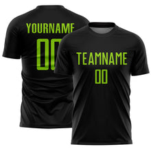 Load image into Gallery viewer, Custom Black Neon Green Sublimation Soccer Uniform Jersey
