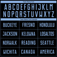 Load image into Gallery viewer, Custom Black Light Blue Sublimation Soccer Uniform Jersey