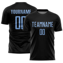 Load image into Gallery viewer, Custom Black Light Blue Sublimation Soccer Uniform Jersey