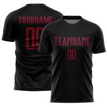 Load image into Gallery viewer, Custom Black Crimson Sublimation Soccer Uniform Jersey