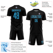 Load image into Gallery viewer, Custom Black Sky Blue Sublimation Soccer Uniform Jersey
