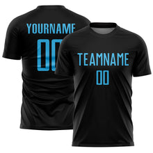 Load image into Gallery viewer, Custom Black Sky Blue Sublimation Soccer Uniform Jersey