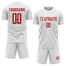 Load image into Gallery viewer, Custom White Red Sublimation Soccer Uniform Jersey