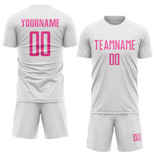 Load image into Gallery viewer, Custom White Pink Sublimation Soccer Uniform Jersey