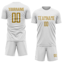 Load image into Gallery viewer, Custom White Old Gold Sublimation Soccer Uniform Jersey
