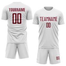 Load image into Gallery viewer, Custom White Crimson Sublimation Soccer Uniform Jersey