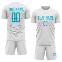 Load image into Gallery viewer, Custom White Lakes Blue Sublimation Soccer Uniform Jersey