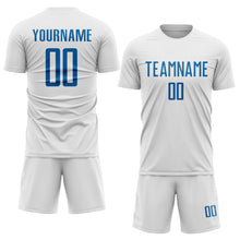 Load image into Gallery viewer, Custom White Blue Sublimation Soccer Uniform Jersey