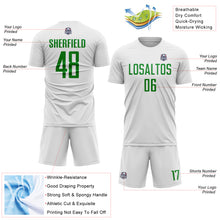 Load image into Gallery viewer, Custom White Grass Green Sublimation Soccer Uniform Jersey