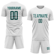 Load image into Gallery viewer, Custom White Midnight Green Sublimation Soccer Uniform Jersey