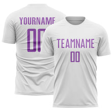 Load image into Gallery viewer, Custom White Medium Purple Sublimation Soccer Uniform Jersey