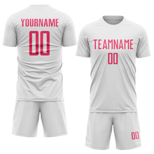 Load image into Gallery viewer, Custom White Neon Pink Sublimation Soccer Uniform Jersey