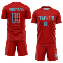 Load image into Gallery viewer, Custom Red Shadow Blue Sublimation Soccer Uniform Jersey