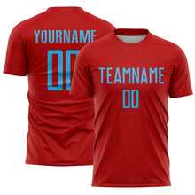 Load image into Gallery viewer, Custom Red Sky Blue Sublimation Soccer Uniform Jersey