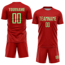 Load image into Gallery viewer, Custom Red Pea Green Sublimation Soccer Uniform Jersey