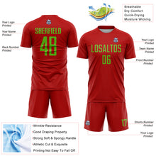 Load image into Gallery viewer, Custom Red Aurora Green Sublimation Soccer Uniform Jersey