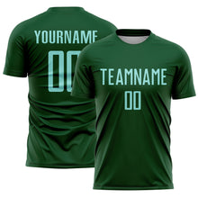 Load image into Gallery viewer, Custom Green Ice Blue Sublimation Soccer Uniform Jersey