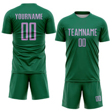 Load image into Gallery viewer, Custom Kelly Green Light Purple Sublimation Soccer Uniform Jersey