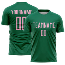 Load image into Gallery viewer, Custom Kelly Green Light Pink Sublimation Soccer Uniform Jersey