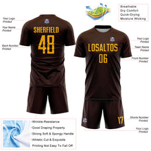 Load image into Gallery viewer, Custom Brown Gold Sublimation Soccer Uniform Jersey