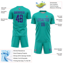 Load image into Gallery viewer, Custom Aqua Purple Sublimation Soccer Uniform Jersey