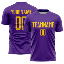 Load image into Gallery viewer, Custom Purple Gold Sublimation Soccer Uniform Jersey