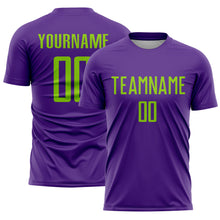 Load image into Gallery viewer, Custom Purple Neon Green Sublimation Soccer Uniform Jersey