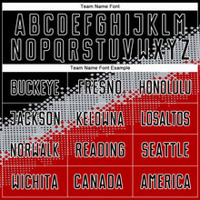 Load image into Gallery viewer, Custom Black Gray-Red Gradient Geometric Shape Sublimation Soccer Uniform Jersey