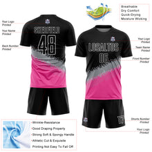 Load image into Gallery viewer, Custom Black Gray-Pink Gradient Geometric Shape Sublimation Soccer Uniform Jersey