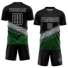 Load image into Gallery viewer, Custom Black Gray-Green Gradient Geometric Shape Sublimation Soccer Uniform Jersey