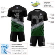 Load image into Gallery viewer, Custom Black Gray-Green Gradient Geometric Shape Sublimation Soccer Uniform Jersey