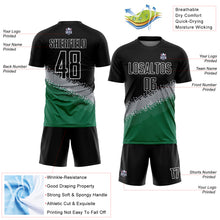 Load image into Gallery viewer, Custom Black Gray-Kelly Green Gradient Geometric Shape Sublimation Soccer Uniform Jersey