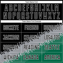 Load image into Gallery viewer, Custom Black Gray-Kelly Green Gradient Geometric Shape Sublimation Soccer Uniform Jersey