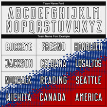 Load image into Gallery viewer, Custom White Royal Red-Black Gradient Geometric Shape Sublimation Soccer Uniform Jersey