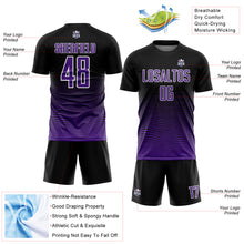 Load image into Gallery viewer, Custom Black Purple-White Gradient Line Sublimation Soccer Uniform Jersey