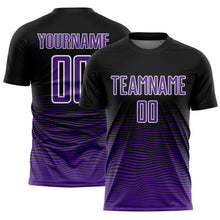 Load image into Gallery viewer, Custom Black Purple-White Gradient Line Sublimation Soccer Uniform Jersey