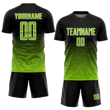 Load image into Gallery viewer, Custom Black Neon Green-White Gradient Line Sublimation Soccer Uniform Jersey