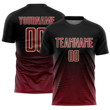Load image into Gallery viewer, Custom Black Crimson-Cream Gradient Line Sublimation Soccer Uniform Jersey