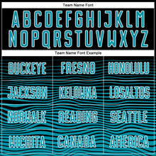 Load image into Gallery viewer, Custom Black Teal-White Gradient Line Sublimation Soccer Uniform Jersey