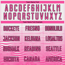 Load image into Gallery viewer, Custom White Pink-Black Gradient Line Sublimation Soccer Uniform Jersey