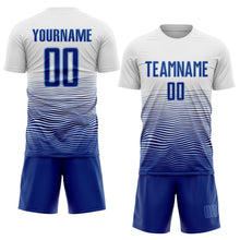 Load image into Gallery viewer, Custom White Royal-Light Blue Gradient Line Sublimation Soccer Uniform Jersey