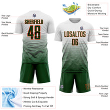 Load image into Gallery viewer, Custom White Green-Orange Gradient Line Sublimation Soccer Uniform Jersey