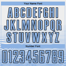 Load image into Gallery viewer, Custom White Light Blue-Black Gradient Line Sublimation Soccer Uniform Jersey