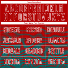 Load image into Gallery viewer, Custom Red Teal-White Gradient Line Sublimation Soccer Uniform Jersey