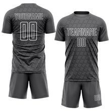 Load image into Gallery viewer, Custom Steel Gray White Geometric Shape Sublimation Soccer Uniform Jersey