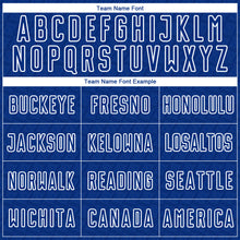 Load image into Gallery viewer, Custom Royal White Geometric Shape Sublimation Soccer Uniform Jersey