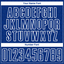 Load image into Gallery viewer, Custom Royal White Geometric Shape Sublimation Soccer Uniform Jersey