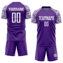 Load image into Gallery viewer, Custom Purple White Geometric Shape Sublimation Soccer Uniform Jersey