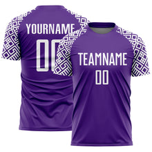 Load image into Gallery viewer, Custom Purple White Geometric Shape Sublimation Soccer Uniform Jersey