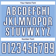 Load image into Gallery viewer, Custom Light Blue White-Navy Geometric Shape Sublimation Soccer Uniform Jersey